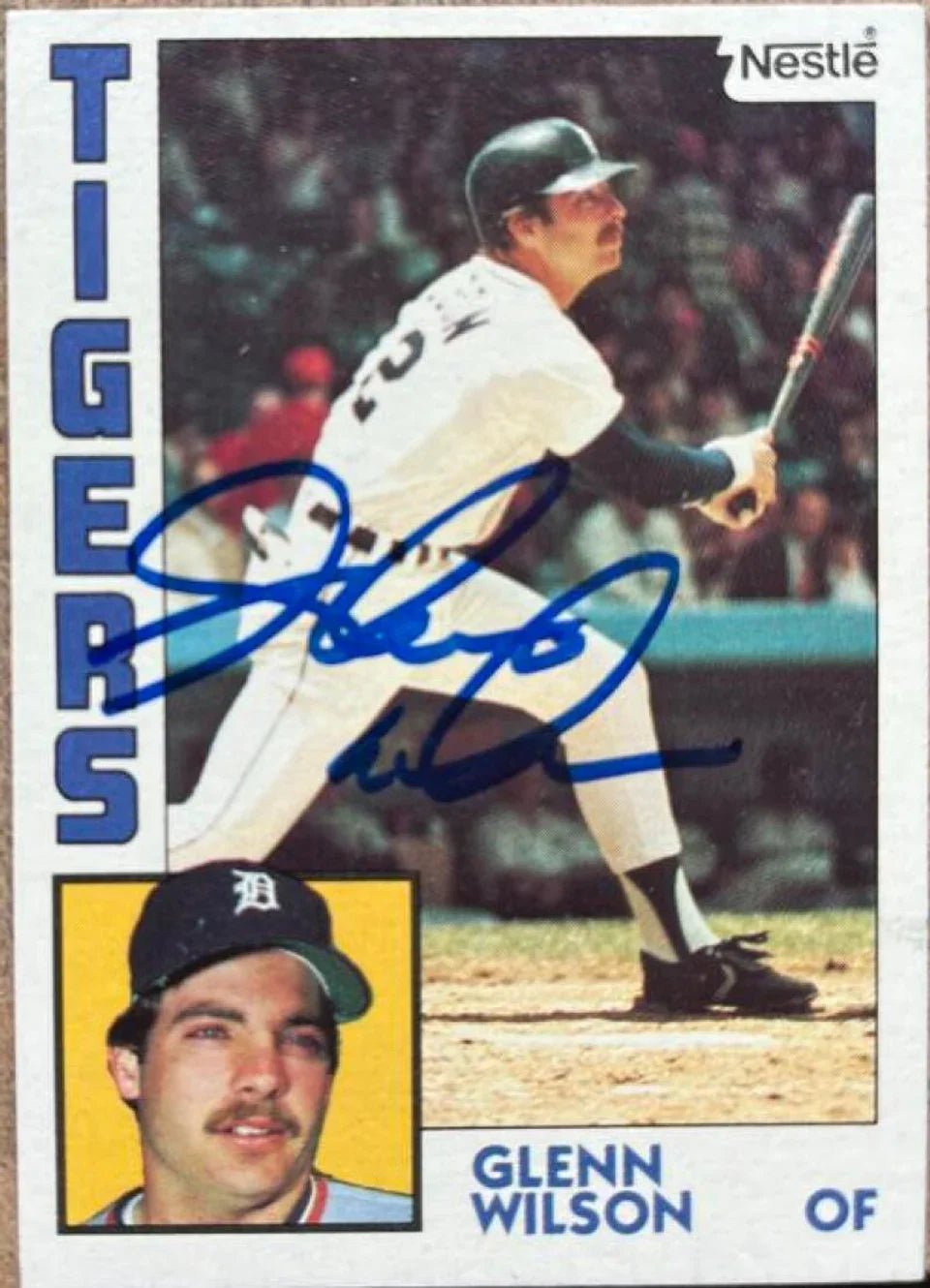 Glenn Wilson Signed 1984 Nestle Baseball Card - Detroit Tigers