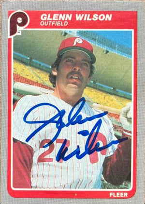 Glenn Wilson Signed 1985 Fleer Baseball Card - Philadelphia Phillies