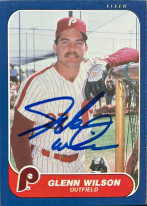 Glenn Wilson Signed 1986 Fleer Baseball Card - Philadelphia Phillies