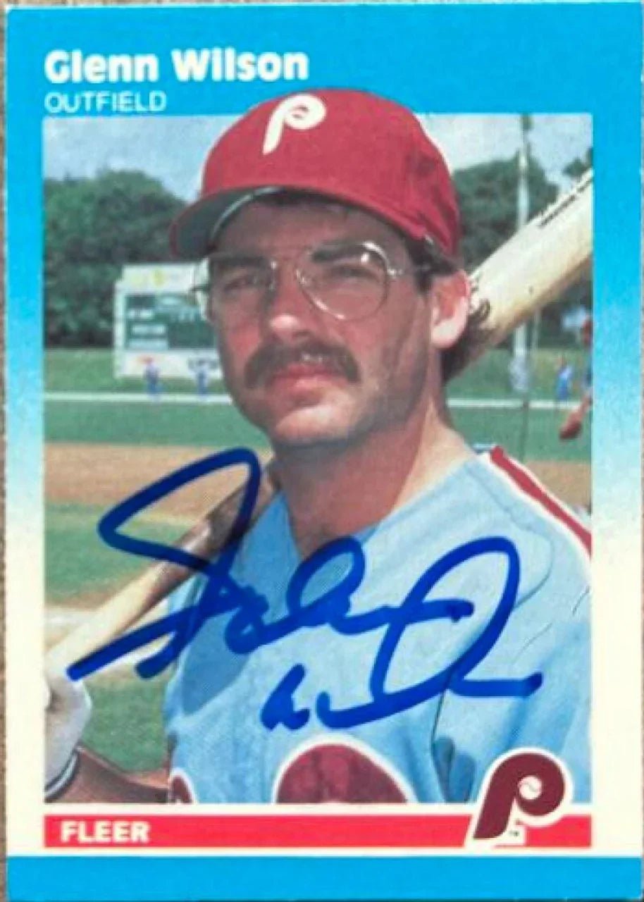 Glenn Wilson Signed 1987 Fleer Classic Miniatures Baseball Card - Philadelphia Phillies
