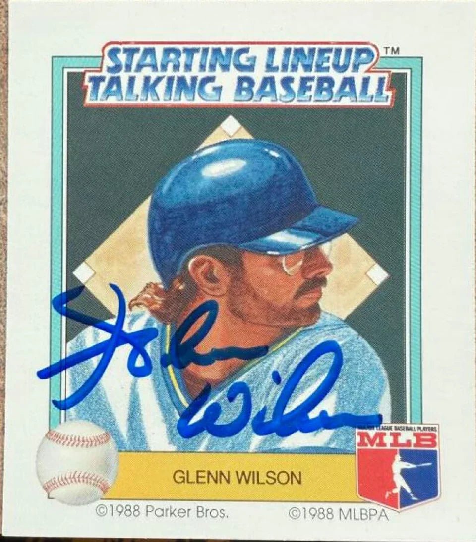 Glenn Wilson Signed 1988 Parker Bros Starting Lineup Talking Baseball Card - Seattle Mariners