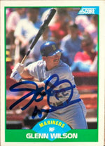 Glenn Wilson Signed 1989 Score Baseball Card - Seattle Mariners