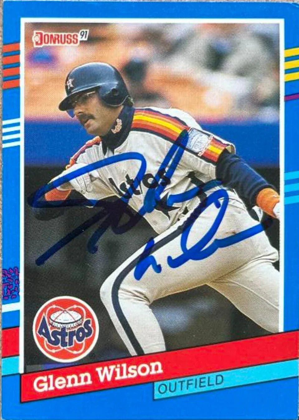 Glenn Wilson Signed 1991 Donruss Baseball Card - Houston Astros