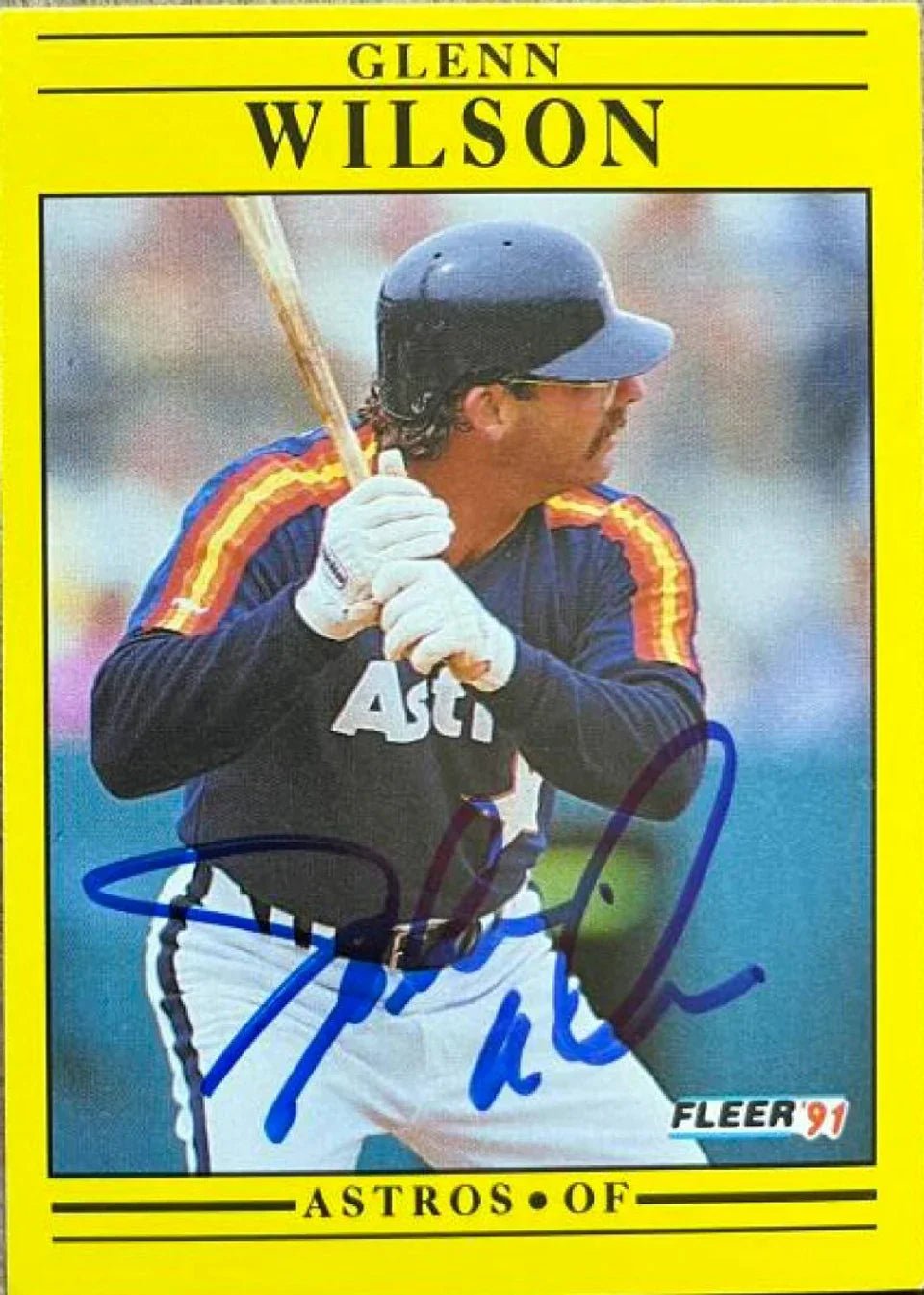 Glenn Wilson Signed 1991 Fleer Baseball Card - Houston Astros