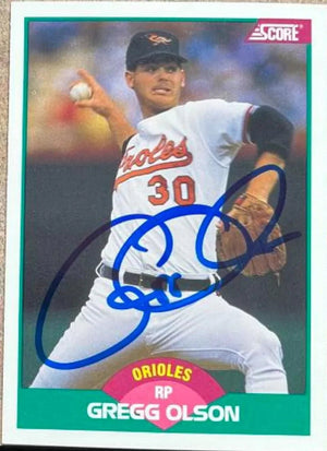 Gregg Olson Signed 1989 Score Rookie & Traded Baseball Card - Baltimore Orioles - PastPros