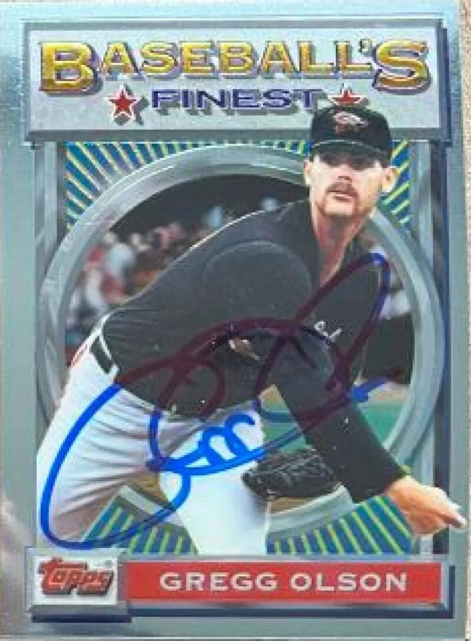 Gregg Olson Signed 1993 Topps Finest Baseball Card - Baltimore Orioles