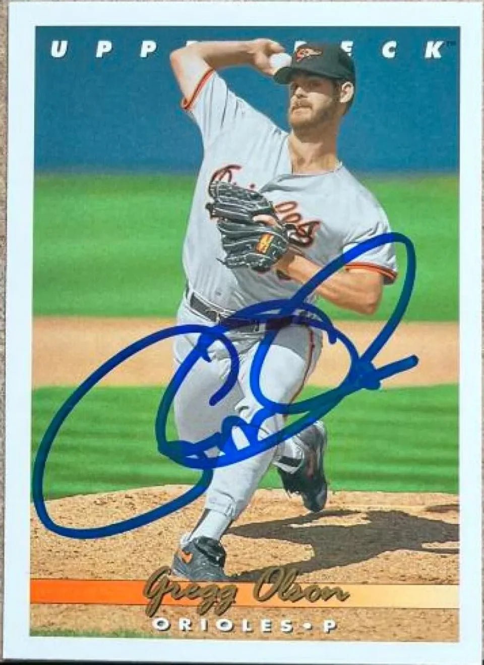Gregg Olson Signed 1993 Upper Deck Baseball Card - Baltimore Orioles