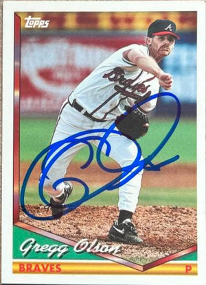 Gregg Olson Signed 1994 Topps Traded Baseball Card - Atlanta Braves