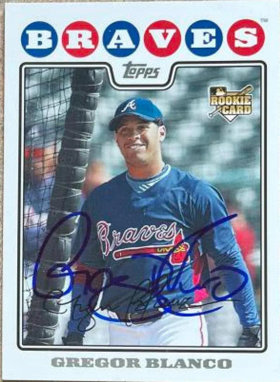 Gregor Blanco Signed 2008 Topps Baseball Card - Atlanta Braves