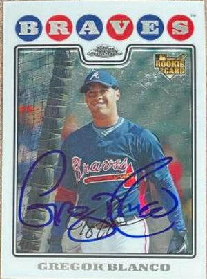 Gregor Blanco Signed 2008 Topps Chrome Baseball Card - Atlanta Braves