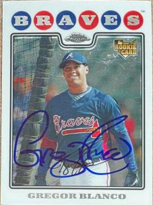 Gregor Blanco Signed 2008 Topps Chrome Baseball Card - Atlanta Braves - PastPros