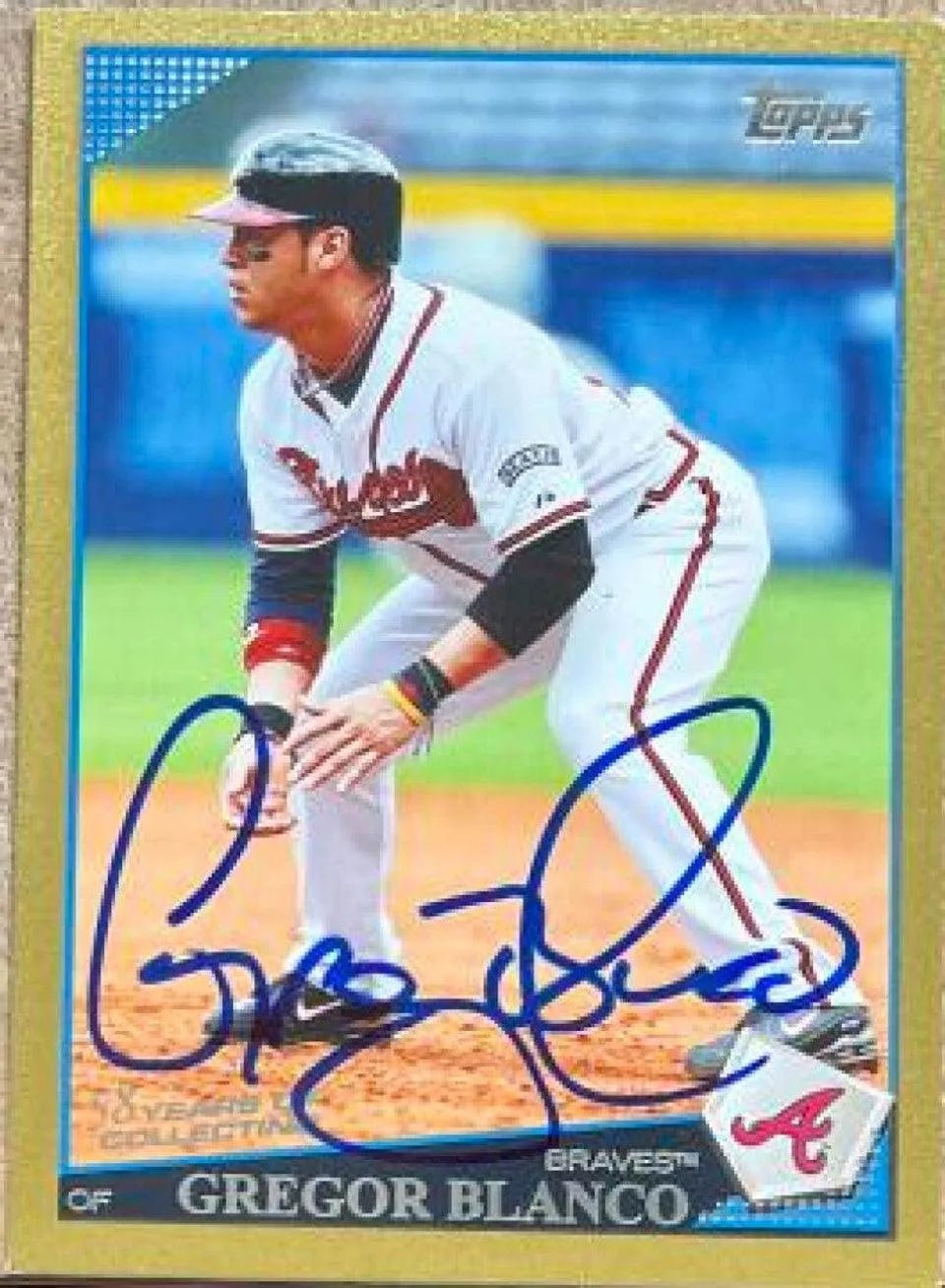 Gregor Blanco Signed 2009 Topps Gold Baseball Card - Atlanta Braves