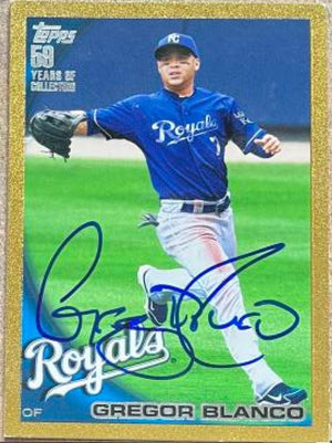 Gregor Blanco Signed 2010 Topps Gold Update Baseball Card - Kansas City Royals - PastPros
