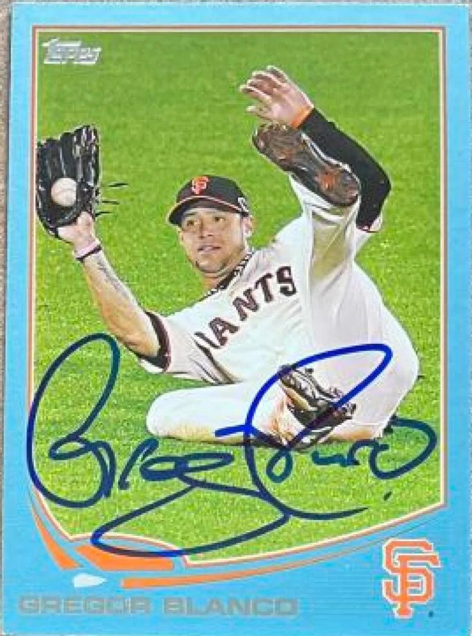 Gregor Blanco Signed 2013 Topps Blue Baseball Card - San Francisco Giants