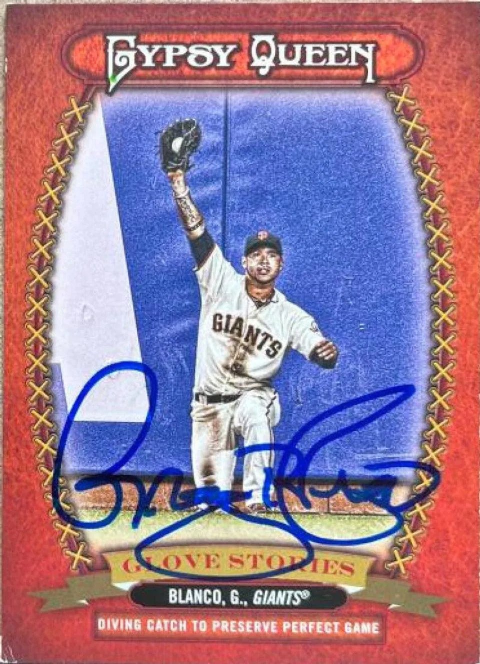 Gregor Blanco Signed 2013 Topps Gypsy Queen Glove Stories Baseball Card - San Francisco Giants