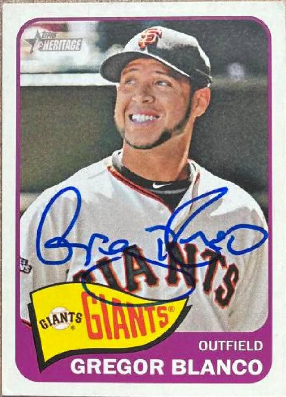 Gregor Blanco Signed 2014 Topps Heritage Baseball Card - San Francisco Giants