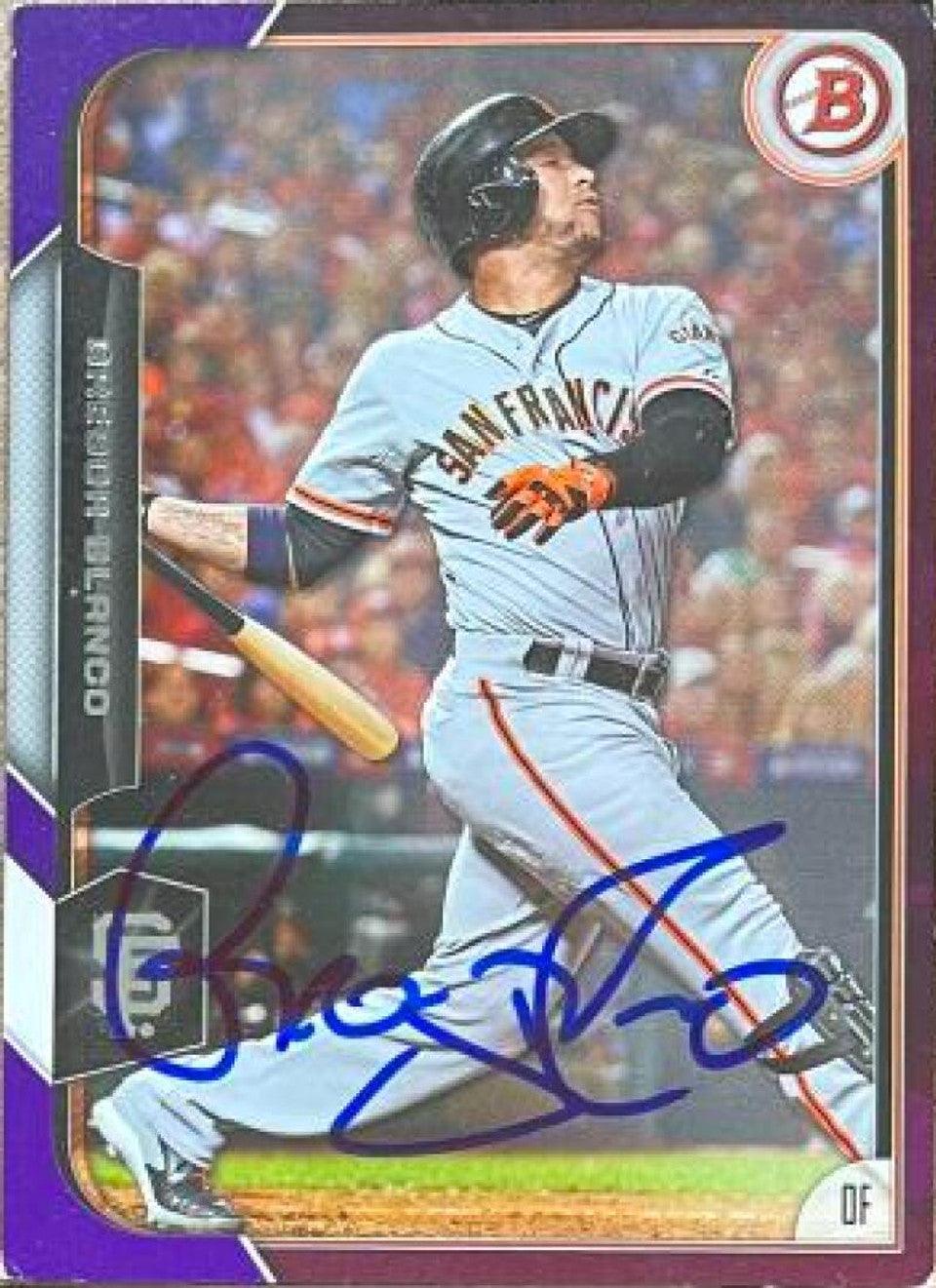 Gregor Blanco Signed 2015 Bowman Purple Baseball Card - San Francisco Giants - PastPros