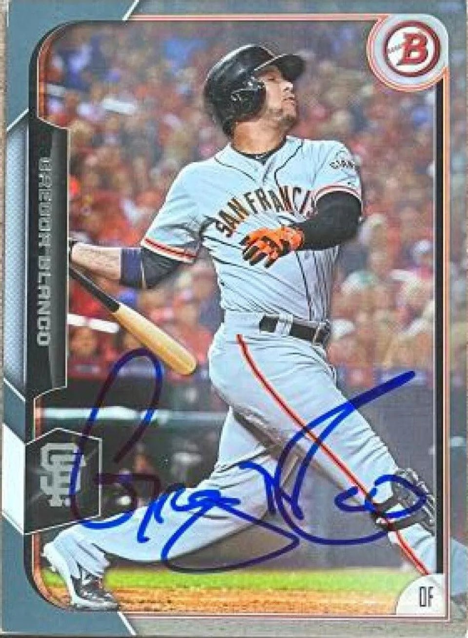 Gregor Blanco Signed 2015 Bowman Silver Baseball Card - San Francisco Giants