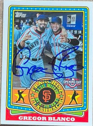 Gregor Blanco Signed 2015 Topps Opening Day Franchise Flashbacks Baseball Card - San Francisco Giants