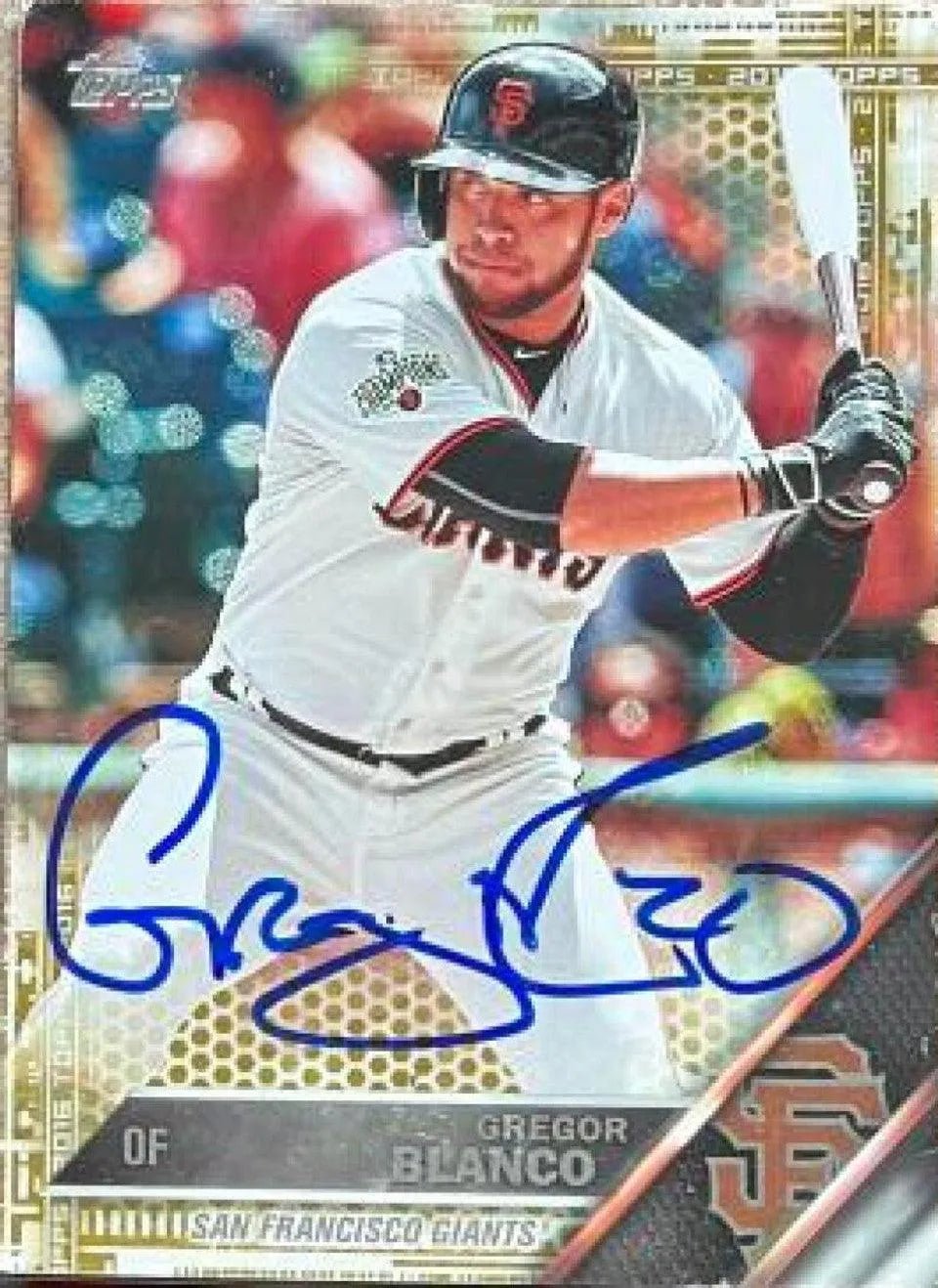 Gregor Blanco Signed 2016 Topps Gold Baseball Card - San Francisco Giants