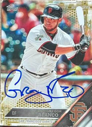 Gregor Blanco Signed 2016 Topps Gold Baseball Card - San Francisco Giants