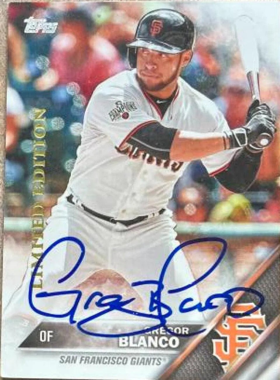 Gregor Blanco Signed 2016 Topps Limited Baseball Card - San Francisco Giants