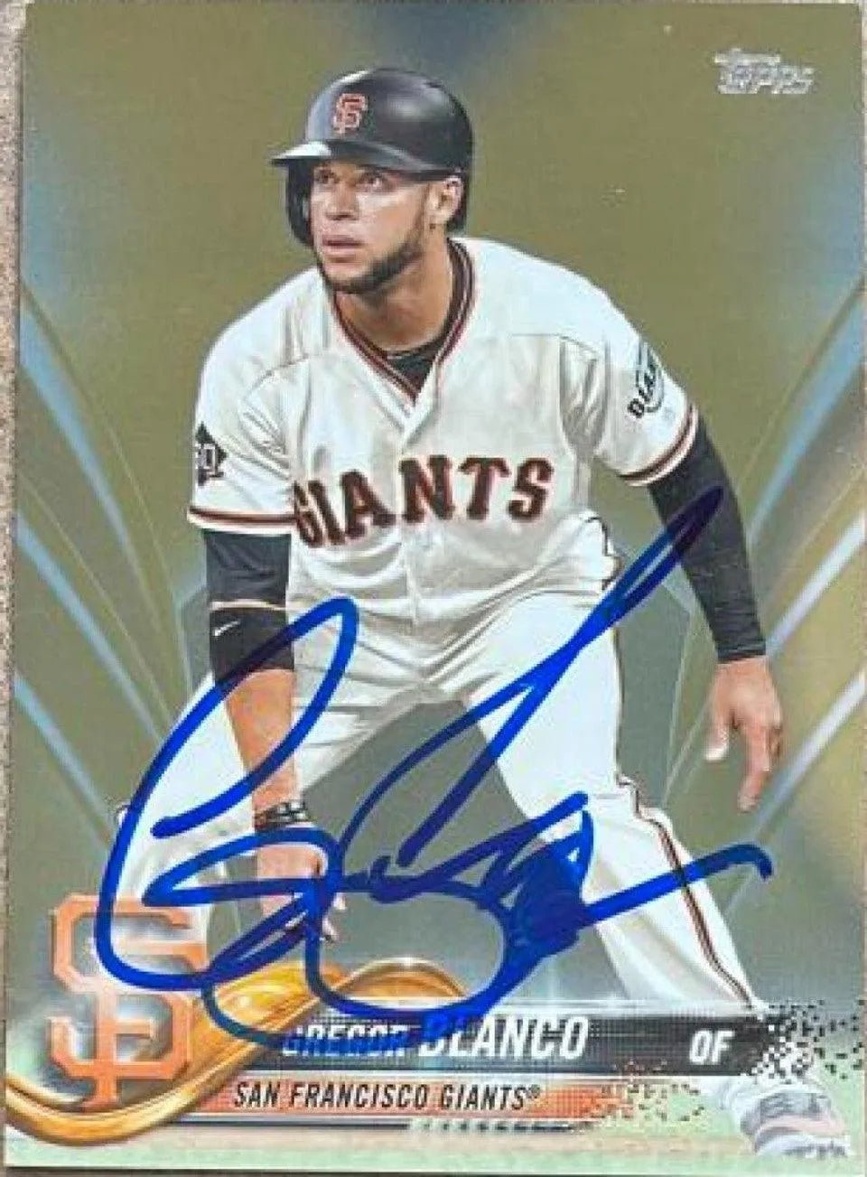Gregor Blanco Signed 2018 Topps Gold Baseball Card - San Francisco Giants