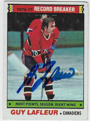 Guy Lafleur Signed 1977 - 78 Topps Hockey Card - Montreal Canadiens (RB) - PastPros
