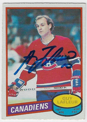 Guy Lafleur Signed 1980 - 81 O - Pee - Chee Hockey Card - Montreal Canadiens - PastPros