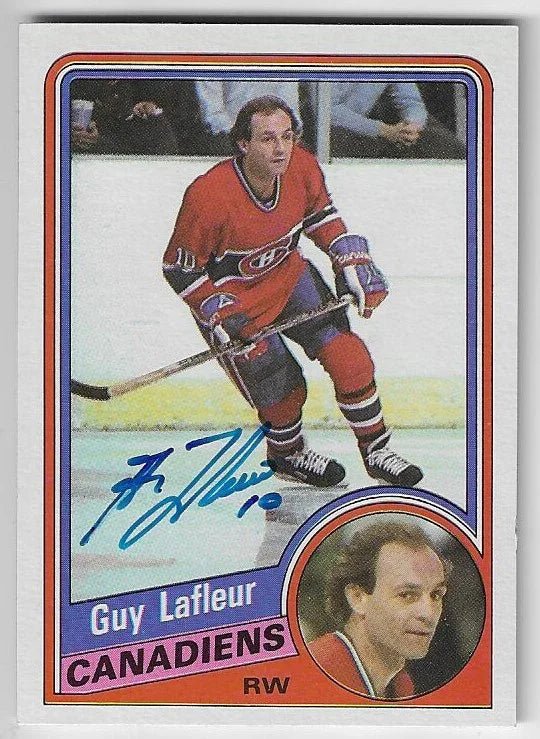 Guy Lafleur Signed 1984-85 Topps Hockey Card - Montreal Canadiens