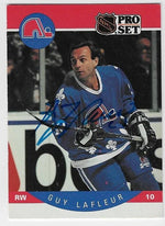 Guy Lafleur Signed 1990-91 Pro Set Hockey Card - Quebec Nordiques
