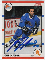 Guy Lafleur Signed 1990 - 91 Score Hockey Card - Quebec Nordiques - PastPros