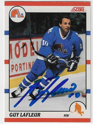 Guy Lafleur Signed 1990 - 91 Score Hockey Card - Quebec Nordiques - PastPros