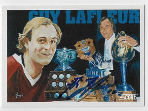 Guy Lafleur Signed 1991 - 92 Score Hockey Card - Montreal Canadiens 292 - PastPros