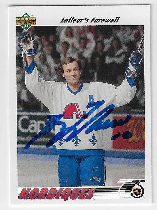 Guy Lafleur Signed 1991-92 Upper Deck Hockey Card - Quebec Nordiques