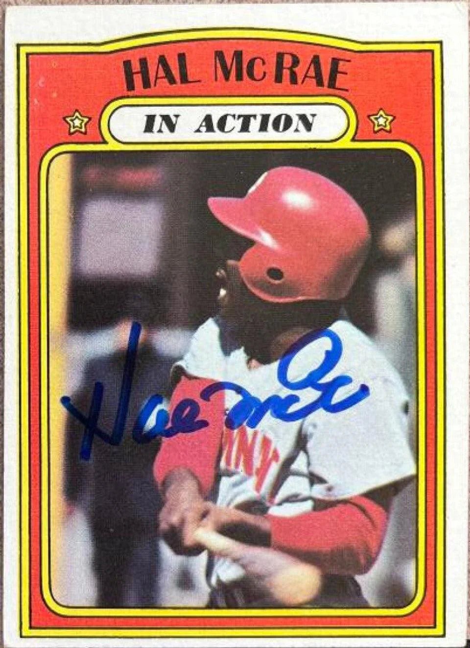 Hal McRae Signed 1972 Topps In Action Baseball Card - Cincinnati Reds