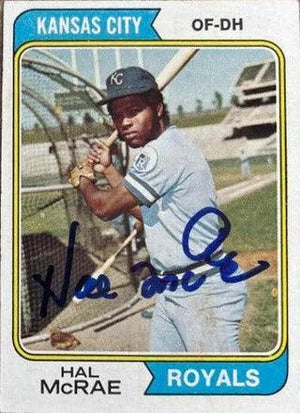 Hal McRae Signed 1974 Topps Baseball Card - Kansas City Royals