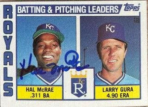 Hal McRae Signed 1984 Topps Leaders Baseball Card - Kansas City Royals