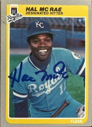 Hal McRae Signed 1985 Fleer Baseball Card - Kansas City Royals