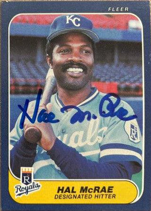 Hal McRae Signed 1986 Fleer Baseball Card - Kansas City Royals - PastPros