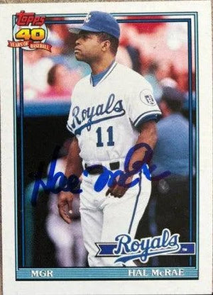 Hal McRae Signed 1991 Topps Traded Baseball Card - Kansas City Royals