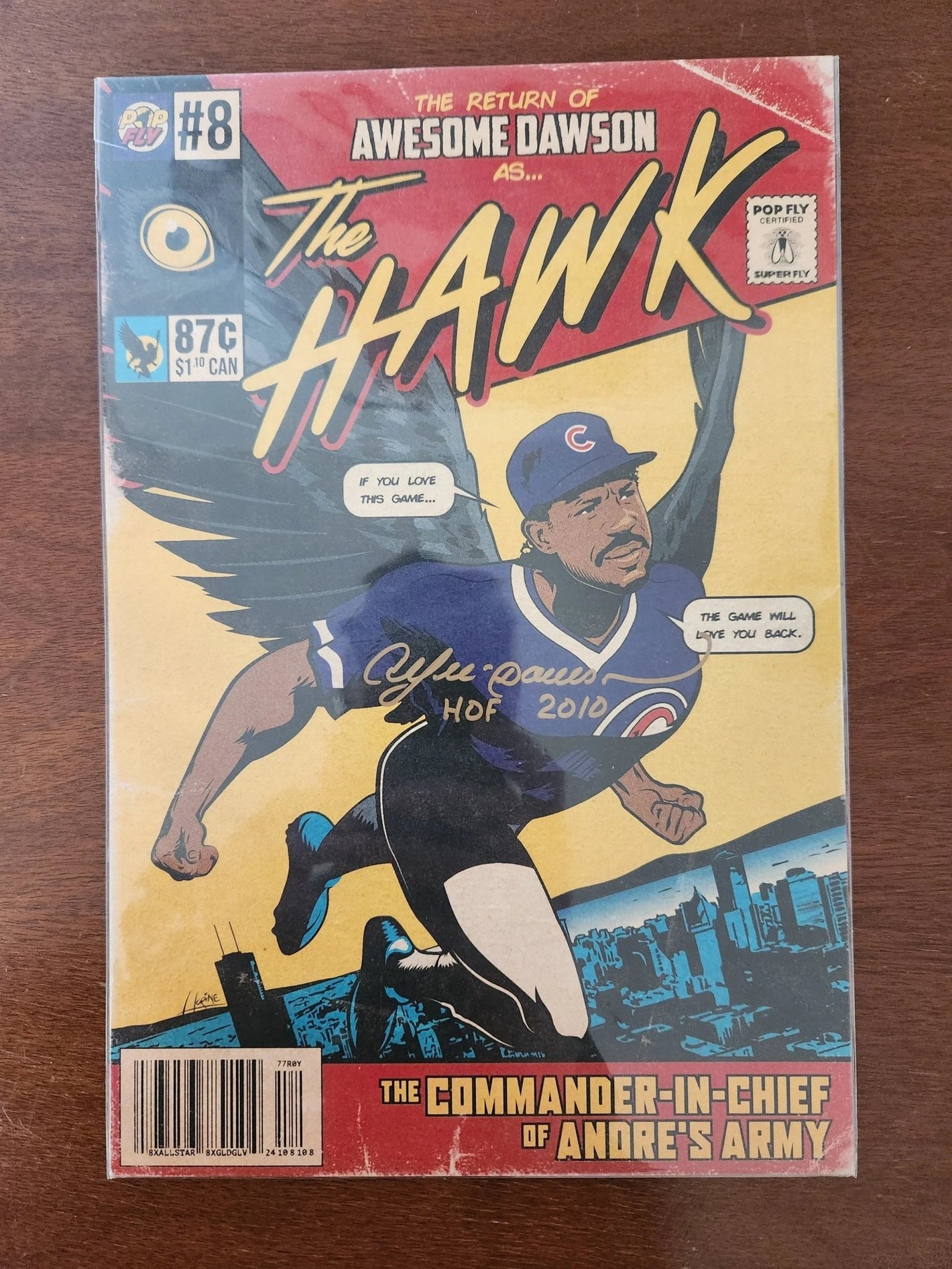 "Hawk" Pop Fly Pop Shop Print #31 – Signed by Andre Dawson w/ HOF Inscription & Daniel Jacob Horine