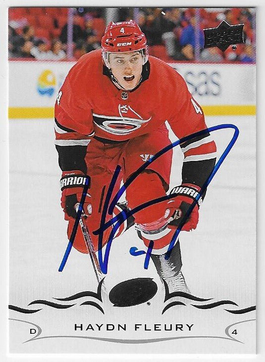 Hayden Fleury Signed 2018-19 Upper Deck Hockey Card - Carolina Hurricanes