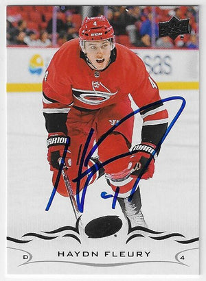 Hayden Fleury Signed 2018-19 Upper Deck Hockey Card - Carolina Hurricanes