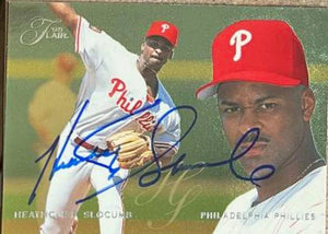 Heathcliff Slocumb Signed 1995 Flair Baseball Card - Philadelphia Phillies