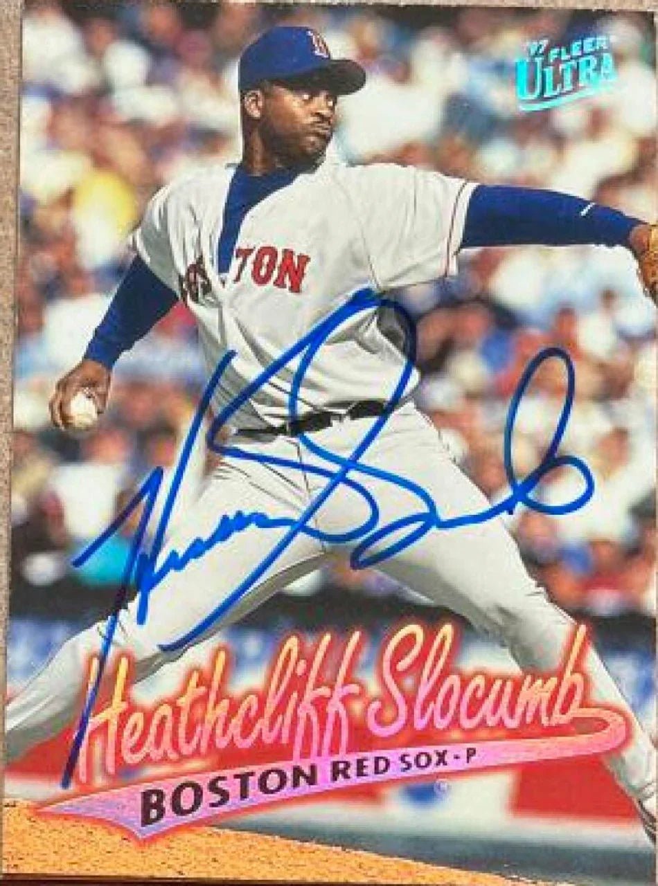 Heathcliff Slocumb Signed 1997 Fleer Ultra Baseball Card - Boston Red Sox