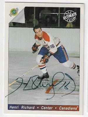 Henri Richard Signed 1991 - 92 Ultimate Original Six Hockey Card - Montreal Canadiens - PastPros