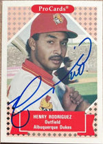 Henry Rodriguez Signed 1991-92 ProCards Tomorrow's Heroes Baseball Card - Albuquerque Dukes