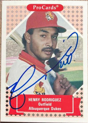 Henry Rodriguez Signed 1991-92 ProCards Tomorrow's Heroes Baseball Card - Albuquerque Dukes