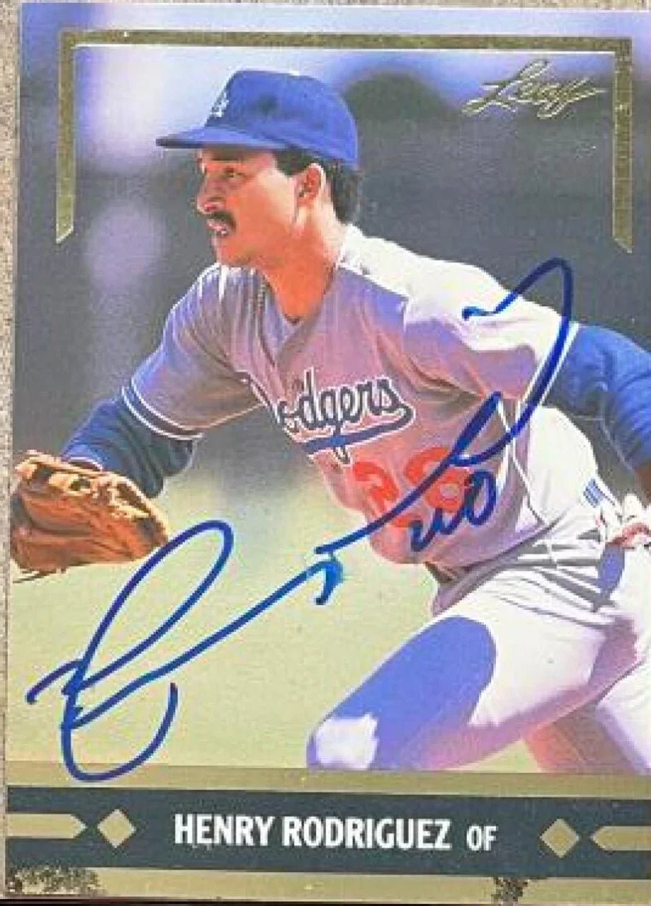 Henry Rodriguez Signed 1991 Leaf Gold Rookies Baseball Card - Los Angeles Dodgers